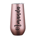 Personalized 6 oz Tumbler, Rose Gold Stainless Steel Water Bottle with Lid Bridesmaid Gift