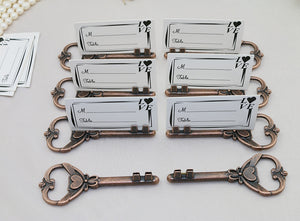 Multi-Purpose Skeleton Key Place Card Holder and Bottle Opener Wedding Favor