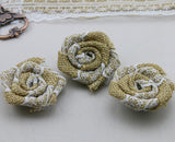 Handmade Burlap Jute Roses with Lace Flowers Wedding Decor